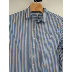 J. Crew NWT women's striped cotton poplin button-up shirt Blue White sz 3X